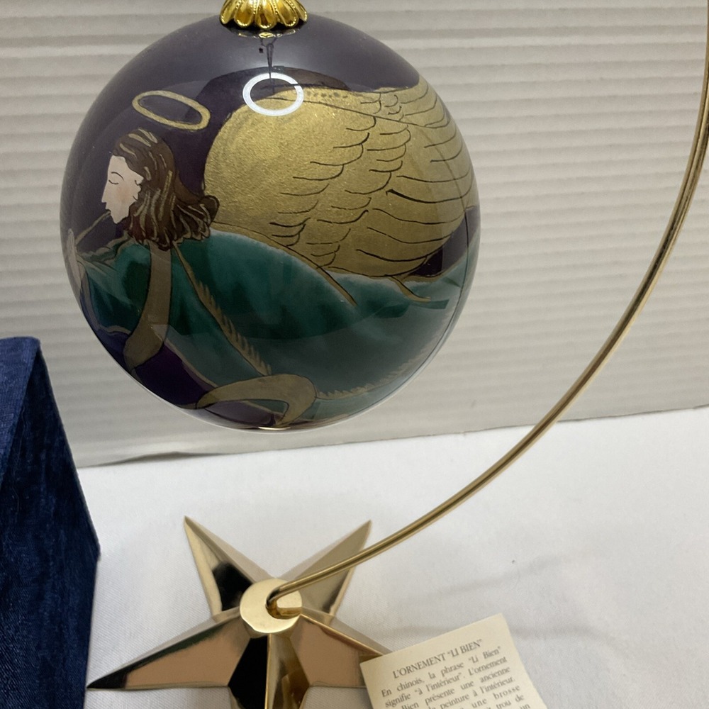 Li Bien Angel With Trumpet Christmas Ornament Reverse Painted 4" Glass - Picture 2 of 6